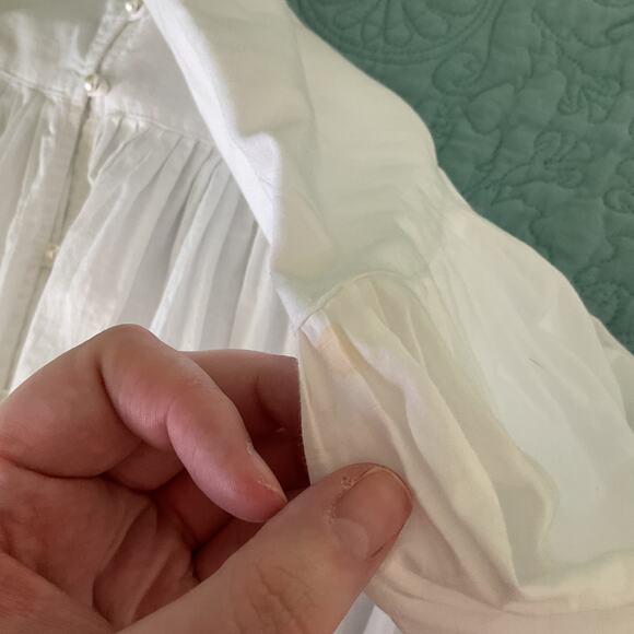 Eileen West For Queen Annes Lace Nightgown White Button Down Cotton Small - Picture 9 of 11